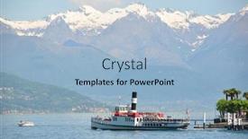  Presentation with steamboat - Colorful theme enhanced with steamboat-leaving-bellagio-town backdrop and a light blue colored foreground