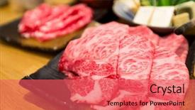  Presentation with steamboat - Slides having steamboat restaurant - fresh beef sliced for japanese background and a red colored foreground