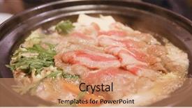 Presentation with shabu - PPT theme consisting of steamboat restaurant - japanese cuisine sukiyaki shabu shabu background and a coral colored foreground