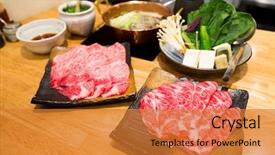  Presentation with steamboat - Slides having steamboat restaurant - japanese hot pot background and a gold colored foreground