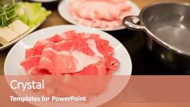  Presentation with japanese music - PPT layouts enhanced with steamboat restaurant - japanese hot pot background and a coral colored foreground