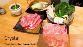  Presentation with shabu - Beautiful presentation theme featuring steamboat restaurant - japanese shabu shabu backdrop and a gold colored foreground