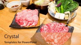  Presentation with shabu - PPT theme with steamboat restaurant - shabu-shabu hot pot of japanese background and a gold colored foreground