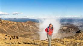  Presentation with steam - Colorful theme enhanced with steamed - new zealand tongariro alpine crossing backdrop and a coral colored foreground