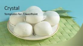  Presentation with studio - Cool new presentation with steamed buns on a plate backdrop and a light blue colored foreground