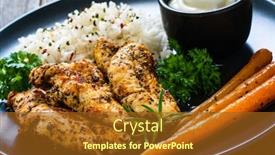  Presentation with chicken little chicks - Colorful presentation theme enhanced with steamed-chicken-nuggets-rice backdrop and a tawny brown colored foreground