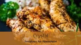  Presentation with nuggets - Cool new slide deck with steamed-chicken-nuggets-rice backdrop and a gold colored foreground