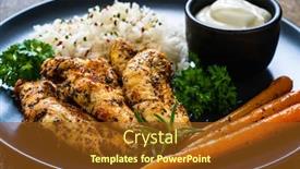  Presentation with nuggets - PPT theme enhanced with steamed-chicken-nuggets-rice background and a tawny brown colored foreground