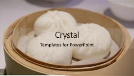  Presentation with bamboo - PPT theme consisting of steamed chinese bun in bamboo background and a soft green colored foreground