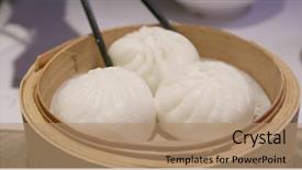  Presentation with bamboo - PPT theme having steamed chinese bun in bamboo background and a coral colored foreground