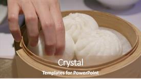  Presentation with food dimsum chinese steamed dumplings - PPT layouts having steamed chinese bun in bamboo background and a coral colored foreground