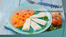 Presentation with capsicum - PPT theme enhanced with steamed cod with capsicum cream background and a light blue colored foreground