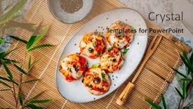  Presentation with dim sum - Theme enhanced with steamed-dumplings-dim-sum background and a  colored foreground