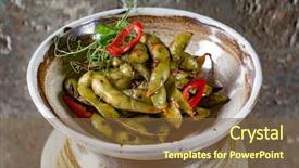  Presentation with soybean - Audience pleasing PPT layouts consisting of steamed edamame bean green soybean backdrop and a tawny brown colored foreground