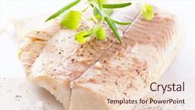  Presentation with herbs - Slides having steamed fish fillet with fresh background and a lemonade colored foreground