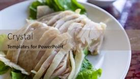  Presentation with restaurant - Presentation theme consisting of steamed-hainanese-chicken-dish background and a  colored foreground