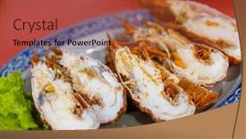  Presentation with seafood - Presentation theme featuring steamed-lobster-seafood-dish background and a red colored foreground