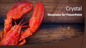  Presentation with seafood - Presentation consisting of steamed lobster seafood on wood background background and a tawny brown colored foreground