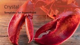  Presentation with wood and glitter - Amazing PPT theme having steamed lobster seafood on wood background backdrop and a red colored foreground