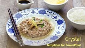  Presentation with chinese traditional - Colorful PPT theme enhanced with steamed-minced-pork-with-salted backdrop and a tawny brown colored foreground