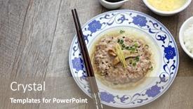  Presentation with chinese traditional - Slide set having steamed-minced-pork-with-salted background and a gray colored foreground
