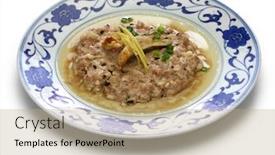  Presentation with fish - Slide deck having steamed-minced-pork-with-salted background and a coral colored foreground