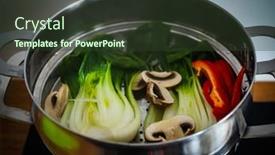  Presentation with cabbage - Beautiful slide deck featuring steamed-pak-choi-cabbage-champignon backdrop and a tawny brown colored foreground