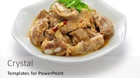  Presentation with ribs - Beautiful slide deck featuring steamed-pork-ribs-with-fermented backdrop and a light gray colored foreground