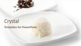  Presentation with white plate - Cool new PPT theme with steamed rice on a white backdrop and a sky blue colored foreground
