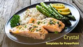  Presentation with asparagus - Presentation theme enhanced with steamed-salmon-fillet-with-basmati background and a tawny brown colored foreground