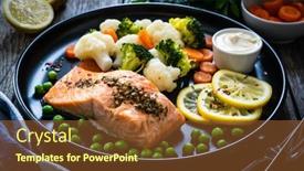  Presentation with cauliflower - Slide deck having steamed-salmon-steak-with-cauliflower background and a tawny brown colored foreground