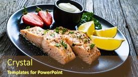 Presentation with dip - Beautiful presentation theme featuring steamed-salmon-steaks-with-lemon backdrop and a tawny brown colored foreground