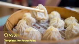  Presentation with chinese restaurant - PPT theme enhanced with steamed-soup-bun-in-chinese background and a coral colored foreground