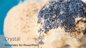  Presentation with dumpling - PPT theme having steamed-sweet-dumpling-bun-topped background and a lemonade colored foreground