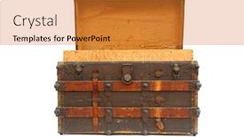  Presentation with luggage - Colorful slide deck enhanced with steamer-trunk-antique-steamer-trunk backdrop and a gold colored foreground