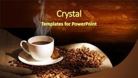  Presentation with pen laptop coffee cup clips - Beautiful theme featuring steaming cup of coffee cinnamon backdrop and a tawny brown colored foreground