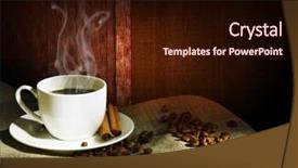  Presentation with coffee cup diary - Presentation design with steaming cup of coffee cinnamon background and a wine colored foreground