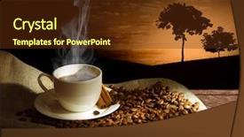  Presentation with coffee cup diary - Beautiful PPT theme featuring steaming cup of coffee cinnamon backdrop and a tawny brown colored foreground