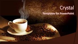  Presentation with coffee borders - Presentation theme enhanced with steaming cup of coffee cinnamon background and a wine colored foreground