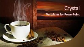  Presentation with cup coffee - Colorful PPT theme enhanced with steaming cup of coffee cinnamon backdrop and a tawny brown colored foreground