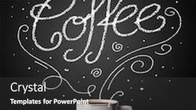  Presentation with doodle - PPT layouts with steaming cup of coffee with white doodle line art and coffee inscription background and a dark gray colored foreground