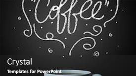  Presentation with doodle - Cool new presentation theme with steaming cup of coffee with white doodle line art and coffee inscription backdrop and a dark gray colored foreground