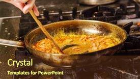  Presentation with hazardous food - PPT layouts consisting of steaming food in the frying background and a tawny brown colored foreground