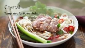  Presentation with bowl - Beautiful presentation theme featuring steaming-hot-bowl-of-pho backdrop and a mint green colored foreground