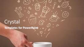  Presentation with doodle - Amazing slide deck having steaming hot drink decorated with doodle drawings backdrop and a coral colored foreground