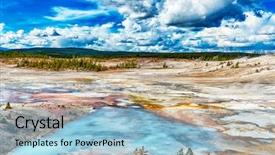  Presentation with wyoming - PPT theme enhanced with steaming opaque thermal pools background and a light blue colored foreground