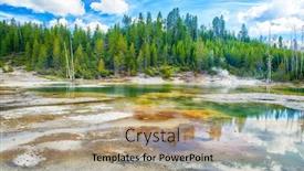  Presentation with yellowstone - Beautiful PPT theme featuring steaming-opaque-thermal-pools backdrop and a coral colored foreground