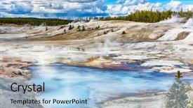  Presentation with wyoming - Colorful slides enhanced with steaming opaque thermal pools backdrop and a light blue colored foreground