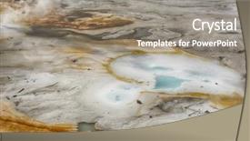  Presentation with yellowstone - PPT theme consisting of steaming opaque thermal pools background and a gray colored foreground