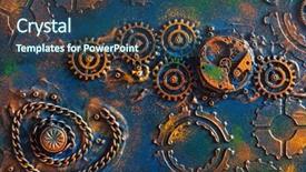 Presentation with steampunk - Cool new presentation design with steampunk background mechanical cogs wheels backdrop and a ocean colored foreground